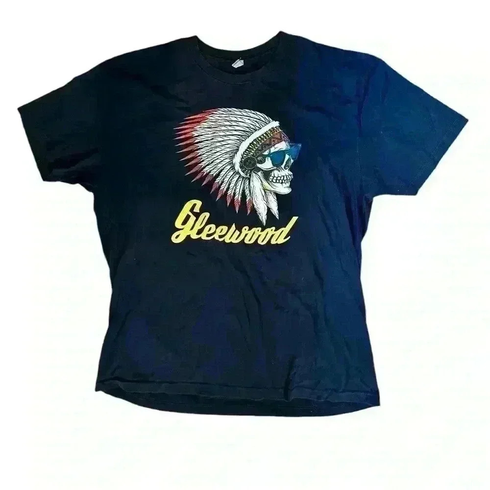 Gleewood Cochise Skull In A Headdress And Sunglasses Band Shirt Size XL - Picture 2 of 6